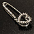 Silver Plated Crystal Open Heart Pin Brooch - view 2