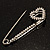 Silver Plated Crystal Open Heart Pin Brooch - view 4