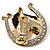 Horse Head & Horse Shoe Crystal Brooch (Gold & Silver Tone) - view 4