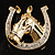 Horse Head & Horse Shoe Crystal Brooch (Gold & Silver Tone) - view 2