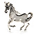 Rhodium Plated Galloping Horse Brooch - view 7
