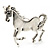 Rhodium Plated Galloping Horse Brooch - view 3