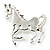 Rhodium Plated Galloping Horse Brooch - view 6