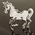 Rhodium Plated Galloping Horse Brooch