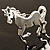 Rhodium Plated Galloping Horse Brooch - view 2