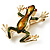 Gold Plated Enamel Frog Brooch (Brown & Green) - view 3
