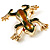 Gold Plated Enamel Frog Brooch (Brown & Green) - view 4