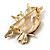 Two Sitting Diamante Owls Brooch (Gold Tone) - view 6