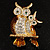 Two Sitting Diamante Owls Brooch (Gold Tone) - view 2