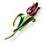 Fancy Enamel Tulip Brooch (Dark Purple & Gold Tone)