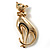 Polished Gold Tone Sitting Cat Brooch - view 4
