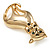 Polished Gold Tone Sitting Cat Brooch - view 6