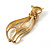 Polished Gold Tone Sitting Cat Brooch - view 7