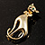 Polished Gold Tone Sitting Cat Brooch - view 9