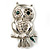 Silver Tone Crystal Owl Brooch - view 7