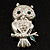 Silver Tone Crystal Owl Brooch - view 2