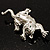 'Naughty Cat' Silver Tone Clear Crystal Brooch - view 6