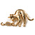 Gold Tone Cat & Mouse Brooch - view 2