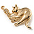 Gold Tone Cat & Mouse Brooch - view 5