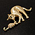 Gold Tone Cat & Mouse Brooch - view 7