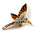 Diamante Enamel Hummingbird Brooch (Gold Tone) - view 4