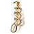 Gold Tone Crystal Polo Mallet Horseshoe Equestrian Brooch - 48mm Long