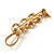 Gold Tone Crystal Polo Mallet Horseshoe Equestrian Brooch - 48mm Long - view 4