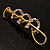 Gold Tone Crystal Polo Mallet Horseshoe Equestrian Brooch - 48mm Long - view 5