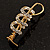 Gold Tone Crystal Polo Mallet Horseshoe Equestrian Brooch - 48mm Long - view 6