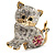 Two Tone Crystal Cat Brooch - view 7
