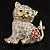 Two Tone Crystal Cat Brooch - view 8