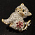 Two Tone Crystal Cat Brooch - view 9