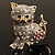 Two Tone Crystal Cat Brooch - view 3