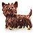 Chocolate Brown Enamel Puppy Dog Brooch (Gold Tone)