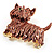 Chocolate Brown Enamel Puppy Dog Brooch (Gold Tone) - view 4