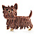 Chocolate Brown Enamel Puppy Dog Brooch (Gold Tone) - view 5