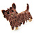 Chocolate Brown Enamel Puppy Dog Brooch (Gold Tone) - view 6