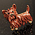 Chocolate Brown Enamel Puppy Dog Brooch (Gold Tone) - view 3