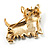 White  Enamel Puppy Dog Brooch (Gold Tone) - view 3
