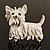 White  Enamel Puppy Dog Brooch (Gold Tone) - view 4