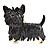 Black Enamel Puppy Dog Brooch (Gold Tone) - view 3