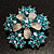 Light Blue Crystal Flower Brooch (Silver Tone) - view 2