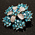 Light Blue Crystal Flower Brooch (Silver Tone) - view 4