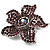 Small Violet Diamante Flower Brooch (Silver Tone) - view 2