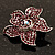Small Violet Diamante Flower Brooch (Silver Tone) - view 5