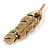Aged Gold Tone Citrine Coloured Crystal Feather Brooch - 65mm L - view 4