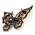 Vintage Black Crystal Butterfly Brooch (Antique Gold) - view 5