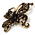 Vintage Jet Black Crystal Butterfly Brooch (Antique Gold) - view 3