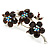Crystal Floral Brooch (Silver Tone & Amber Coloured) - view 6