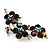 Crystal Floral Brooch (Silver Tone & Amber Coloured) - view 4
